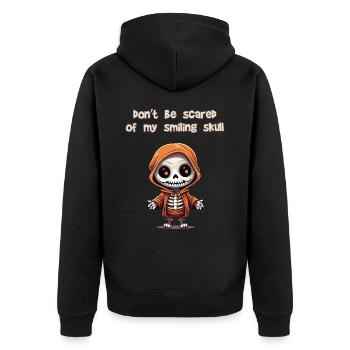 Don't be scared of my smiling skull. - Unisex Premium Organic Zip Hoodie - black - Back - Nico (187cm)
