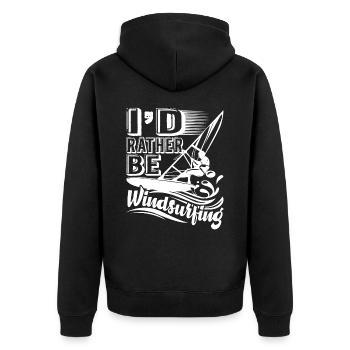 Windsurfing I'd Rather Be Windsurfing - Unisex Premium Organic Zip Hoodie - black - Back - Nico (187cm)