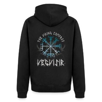 Wikinger nordische Mythologie Kompass Vegvisir - Unisex Premium Bio Zip Hoodie - Schwarz - Hinten - Nico (187cm)