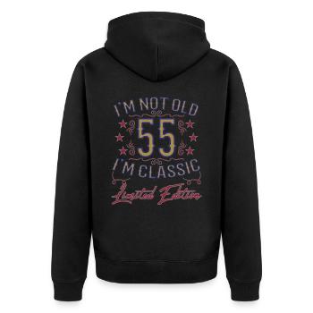 55. Geburtstag Vintage lustiger Spruch - Unisex Premium Bio Zip Hoodie - Schwarz - Hinten - Nico (187cm)