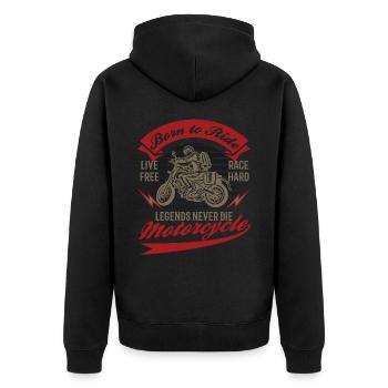 Moto Vintage Né pour Rouler - Veste à capuche bio Premium Unisexe - noir - Dos - Nico (187cm)