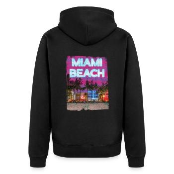 Miami 80er Retro Vaporwave - Unisex Premium Bio Zip Hoodie - Schwarz - Hinten - Nico (187cm)