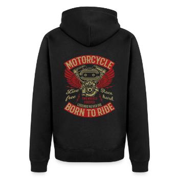 Motorcycle Biker Motorcycling - Unisex Premium Organic Zip Hoodie - black - Back - Nico (187cm)