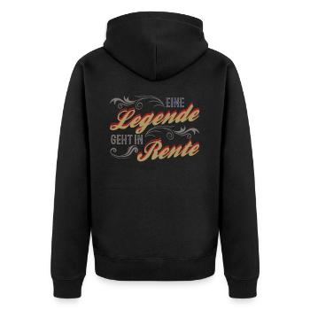 Rentner Legende geht in Rente - Unisex Premium Bio Zip Hoodie - Schwarz - Hinten - Nico (187cm)