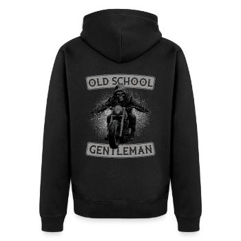Motorcycle Old Man Vintage Old School Gentleman - Unisex Premium Organic Zip Hoodie - black - Back - Nico (187cm)