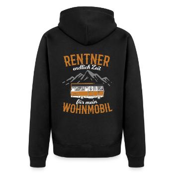 Rentner Camping Wohnmobil Rente - Unisex Premium Bio Zip Hoodie - Schwarz - Hinten - Nico (187cm)