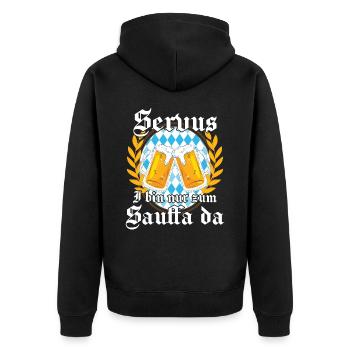 Bayern Volksfest Bier Saufen Lederhose - Unisex Premium Bio Zip Hoodie - Schwarz - Hinten - Nico (187cm)