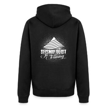 Seismologist In Training - Unisex Premium Organic Zip Hoodie - black - Back - Nico (187cm)