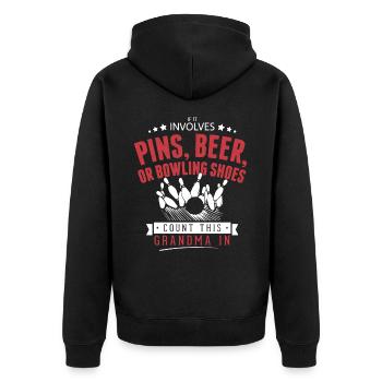 Count Me In Bowling - Unisex Premium Organic Zip Hoodie - black - Back - Nico (187cm)