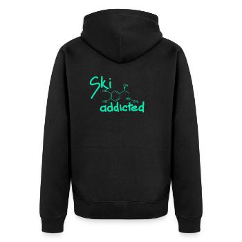Ski. Ski addicted. Skifahren. Skiing. Adrenalin. - Unisex Premium Bio Zip Hoodie - Schwarz - Hinten - Nico (187cm)