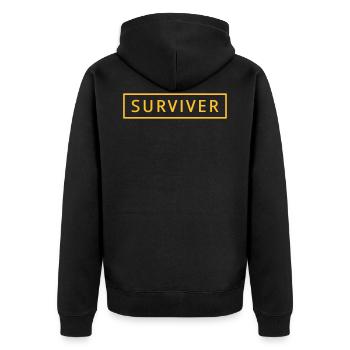 Surviver - Unisex Premium Organic Zip Hoodie - black - Back - Nico (187cm)
