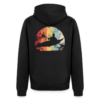 Kayaking Retro - Unisex Premium Organic Zip Hoodie - black - Back - Nico (187cm)