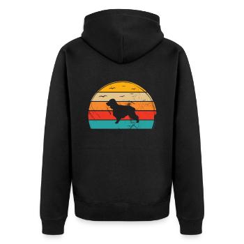 Cocker Spaniel Hund Hundeliebhaber Retro Geschenk - Unisex Premium Bio Zip Hoodie - Schwarz - Hinten - Nico (187cm)