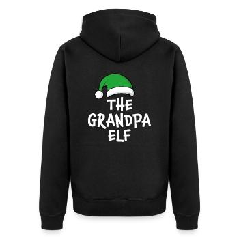 Der Opa Elf - Unisex Premium Bio Zip Hoodie - Schwarz - Hinten - Nico (187cm)