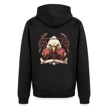 Adler Boxer MMA Logo - Unisex Premium Bio Zip Hoodie - Schwarz - Hinten - Nico (187cm)
