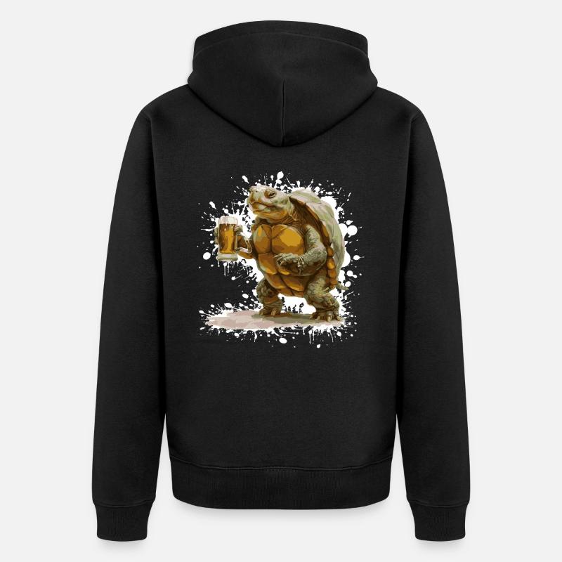 Bière Tortue Drôle - Veste à capuche bio Premium Unisexe - noir