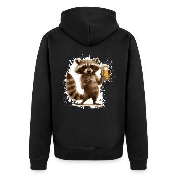 Raccoon Bière Drôle - Veste à capuche bio Premium Unisexe - noir - Dos - Nico (187cm)