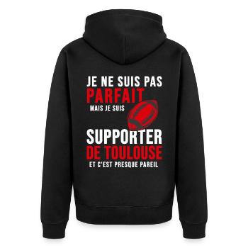 supporter rugby stade toulouse humour club TS - Veste à capuche bio Premium Unisexe - noir - Dos - Nico (187cm)