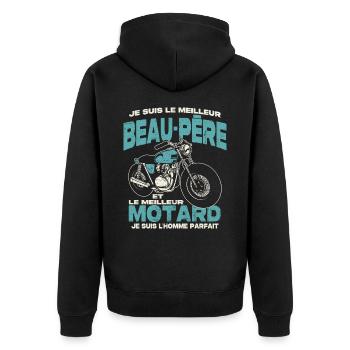 Le meilleur beau-père et le meilleur motard - Veste à capuche bio Premium Unisexe - noir - Dos - Nico (187cm)