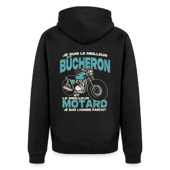 Le meilleur bûcheron et le meilleur motard - Veste à capuche bio Premium Unisexe - noir - Dos - Nico (187cm)
