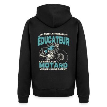 Le meilleur éducateur et le meilleur motard - Veste à capuche bio Premium Unisexe - noir - Dos - Nico (187cm)