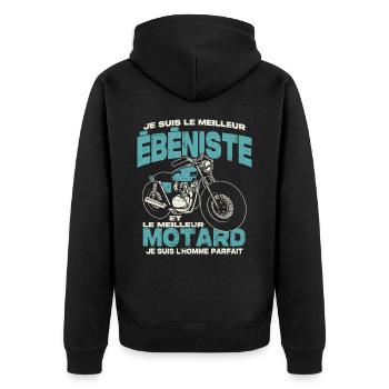 Le meilleur ébéniste et le meilleur motard - Veste à capuche bio Premium Unisexe - noir - Dos - Nico (187cm)