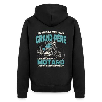 Le meilleur grand-père et le meilleur motard - Veste à capuche bio Premium Unisexe - noir - Dos - Nico (187cm)