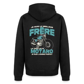 Le meilleur frère et le meilleur motard - Veste à capuche bio Premium Unisexe - noir - Dos - Nico (187cm)