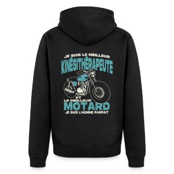 Le meilleur kinésitherapeute et le meilleur motard - Veste à capuche bio Premium Unisexe - noir - Dos - Nico (187cm)