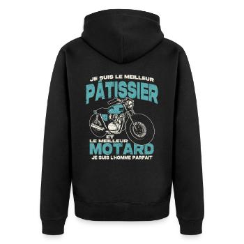 Le meilleur pâtissier et le meilleur motard - Veste à capuche bio Premium Unisexe - noir - Dos - Nico (187cm)