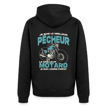 Le meilleur pêcheur et le meilleur motard - Veste à capuche bio Premium Unisexe - noir - Dos - Nico (187cm)