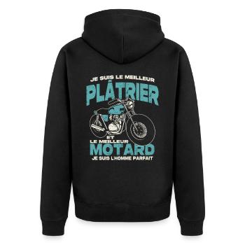 Le meilleur plâtrier et le meilleur motard - Veste à capuche bio Premium Unisexe - noir - Dos - Nico (187cm)