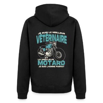 Le meilleur vétérinaire et le meilleur motard - Veste à capuche bio Premium Unisexe - noir - Dos - Nico (187cm)