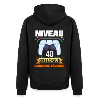 Niveau 40 Débloqué Humour Gamer Jeux Vidéo - Veste à capuche bio Premium Unisexe - noir - Dos - Nico (187cm)