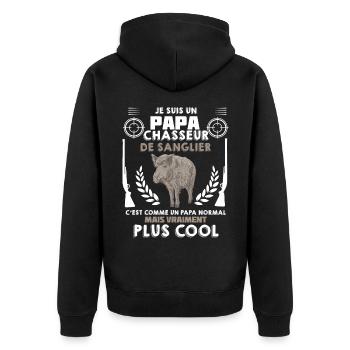 Papa Chasseur de Sanglier Vraiment Cool - Veste à capuche bio Premium Unisexe - noir - Dos - Nico (187cm)