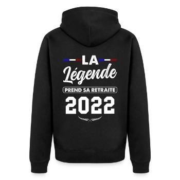 T-shirt legende départ en retraite 2022 - Veste à capuche bio Premium Unisexe - noir - Dos - Nico (187cm)