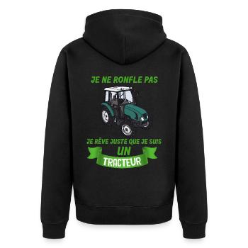 Je Suis un tracteur Et Je Ronfle Cadeau Homme - Veste à capuche bio Premium Unisexe - noir - Dos - Nico (187cm)