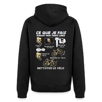 Passion Velo idée Cadeau homme Cycliste - Veste à capuche bio Premium Unisexe - noir - Dos - Nico (187cm)