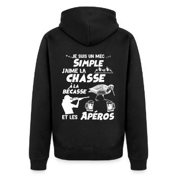 Chasseur Cadeau Drôle Gibier bécasse - Veste à capuche bio Premium Unisexe - noir - Dos - Nico (187cm)