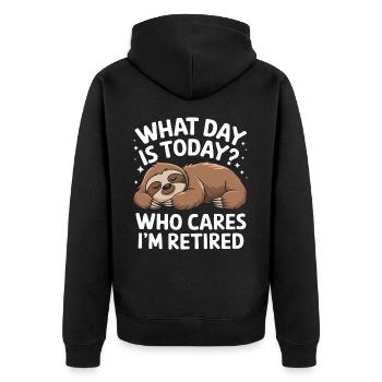Faultier Faultiere Schlafen Faul - Unisex Premium Bio Zip Hoodie - Schwarz - Hinten - Nico (187cm)