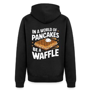 Waffles Breakfast Sweets - Unisex Premium Organic Zip Hoodie - black - Back - Nico (187cm)