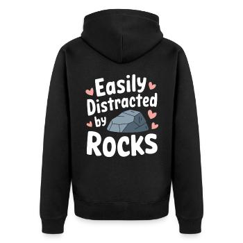Experte für Geologie Gestein Geologe - Unisex Premium Bio Zip Hoodie - Schwarz - Hinten - Nico (187cm)