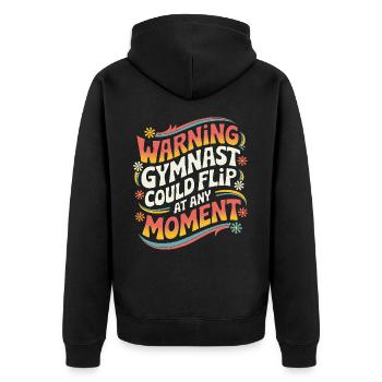 Turnen Turner Gymnastik - Unisex Premium Bio Zip Hoodie - Schwarz - Hinten - Nico (187cm)