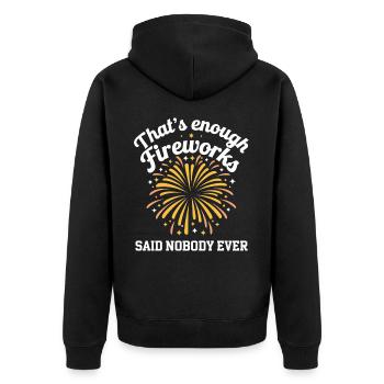 Pyrotechniker Feuerwerk Pyrotechnik - Unisex Premium Bio Zip Hoodie - Schwarz - Hinten - Nico (187cm)