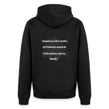 Citation, humour - Veste à capuche bio Premium Unisexe - noir - Dos - Nico (187cm)