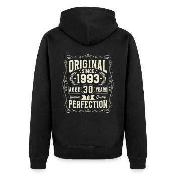 Original seit 1993 30 Jahre Geburtstag - Unisex Premium Bio Zip Hoodie - Schwarz - Hinten - Nico (187cm)