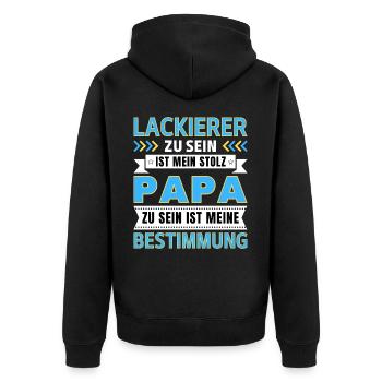 Lackierer zu sein ist mein Stolz; Papa Geschenk - Unisex Premium Bio Zip Hoodie - Schwarz - Hinten - Nico (187cm)