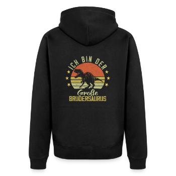 Ich bin der große Brudersaurus - Unisex Premium Bio Zip Hoodie - Schwarz - Hinten - Nico (187cm)