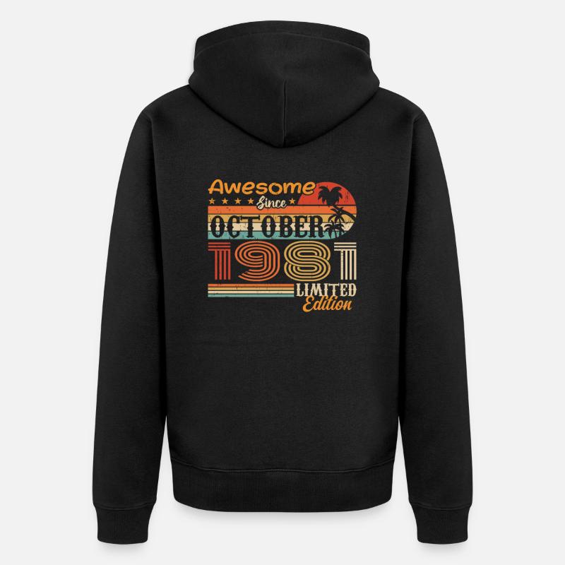 1981 Octobre Millésime - Octobre 1981 - Veste à capuche bio Premium Unisexe - noir