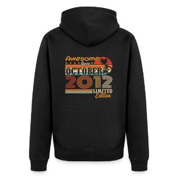 2012 October Vintage - October 2012 - Unisex Premium Organic Zip Hoodie - black - Back - Nico (187cm)